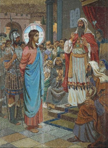 Христос-перед-Каиафой.-Н.-Шаховский.-Мозаика-храма-Воскресения-Христова-Спаса-на-Крови-СПб1